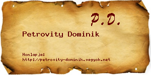 Petrovity Dominik névjegykártya